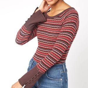 Free People Striped Long Sleeve Sweater